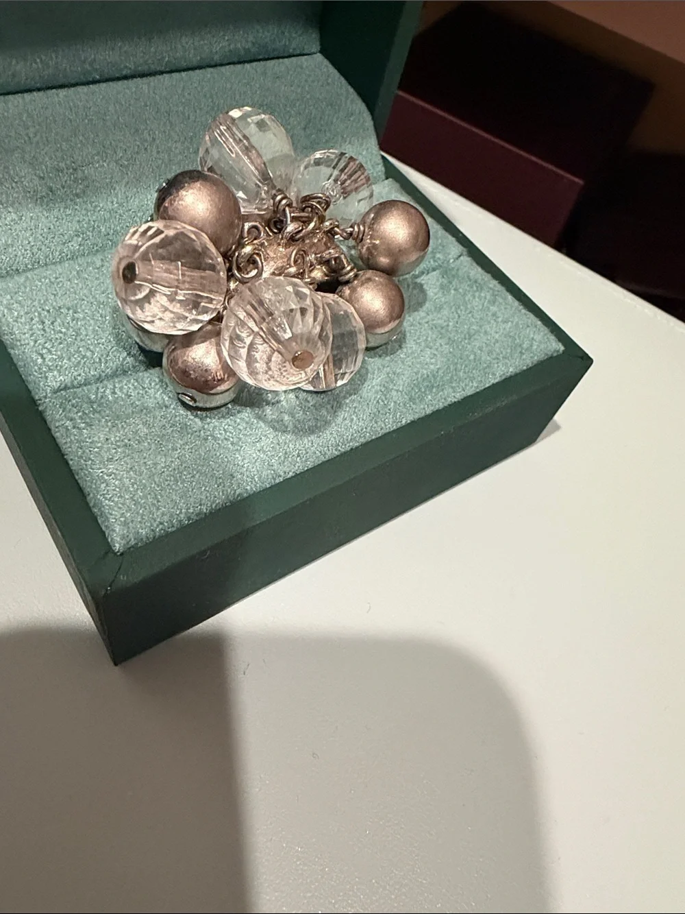 Kate Spade Clear Crystal Cluster Statement Ring with Silver Accents! Size 7.